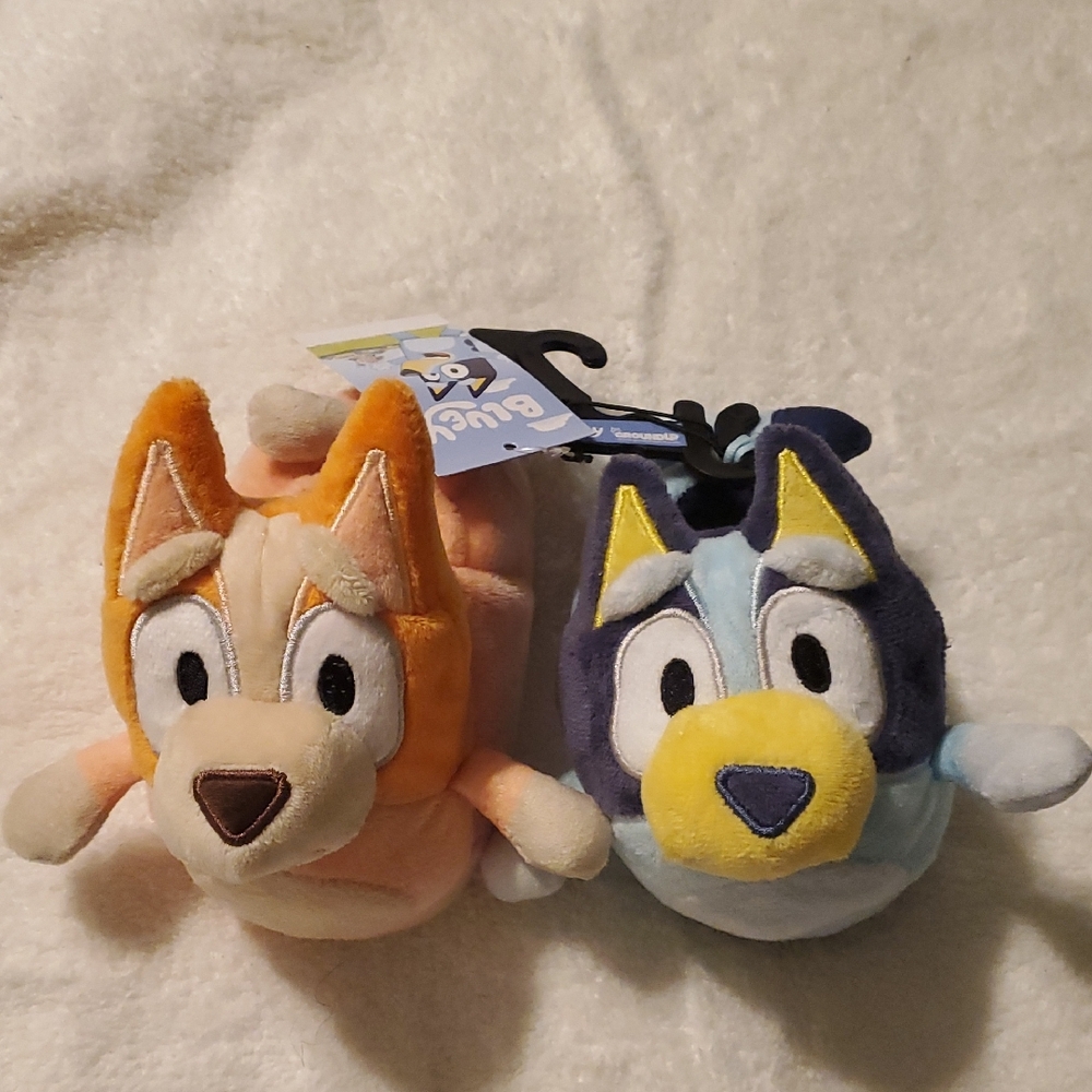 Bluey Plush Pair Slipper - Orange & Navy Blue Characters